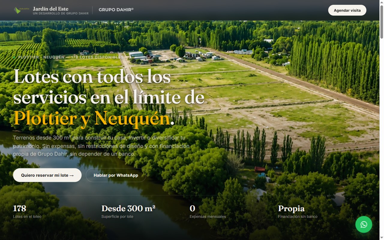 Rediseño de la landing Jardín del Este