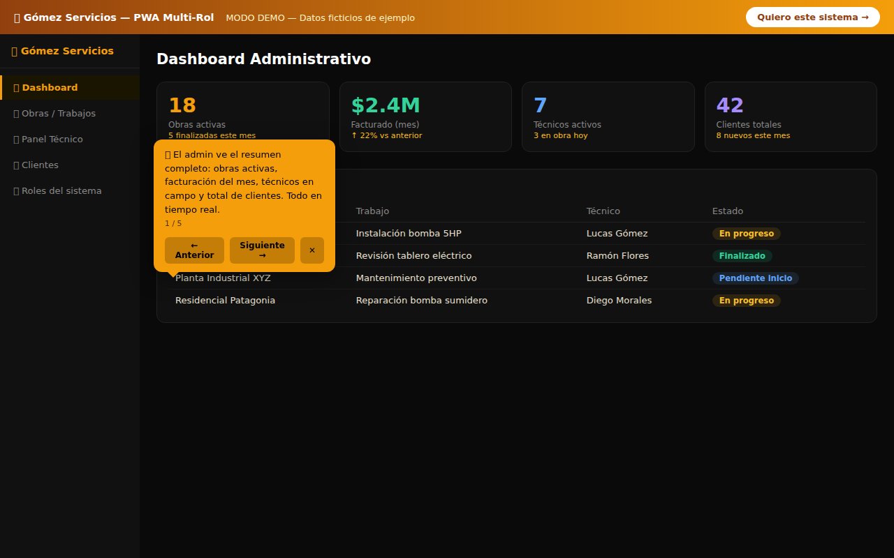 PWA multi-rol de Gómez Servicios